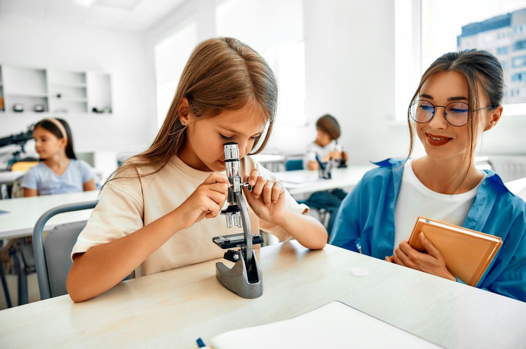 Children learning in a school classroom